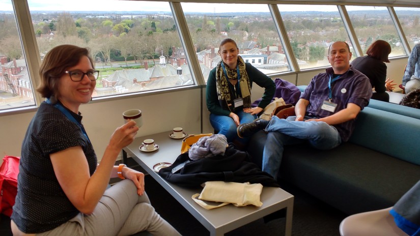 CITiZAN Project Officer Stephanie and CITiZAN North Megan and Andy enjoying the view from Hull University Library, PMAC 2017