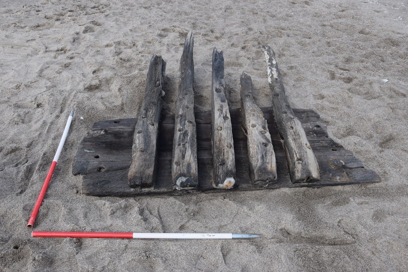 Wreck remains washed up on the Lincolnshire coast