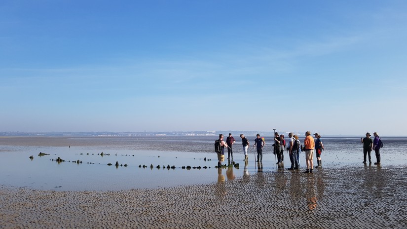 Volunteers helping to record one of the many sites at Sandwich Bay